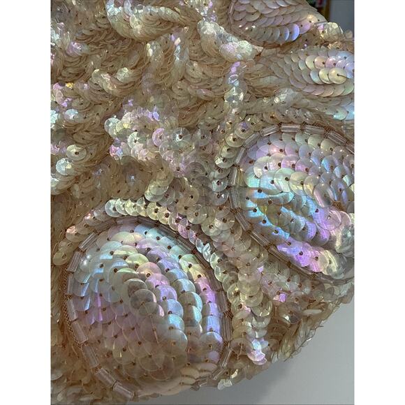 Vintage Art Deco Pink Sequin Lace Chapeau Cap Hat Luster Fascinator Retro